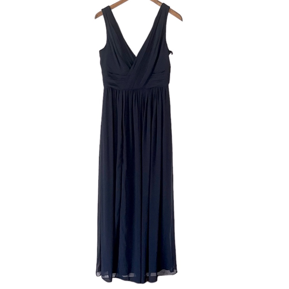 Dessy Collection Vivian Diamond Size 10 R Maxi Gown Navy Blue in Midnight NWT